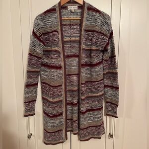 Knox Rose Longline Cardigan Sweater Womens Size Small Open Knit Bohemian